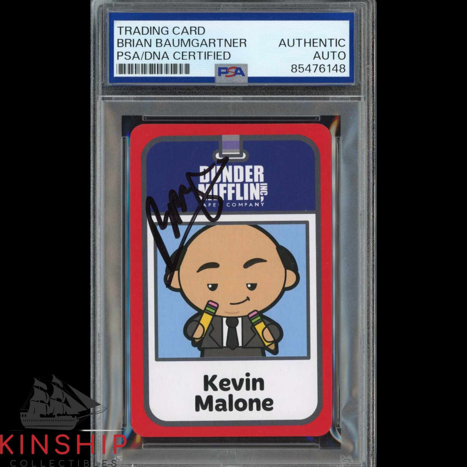 Brian Baumgartner signed The Office Playing Card PSA DNA Slab Kevin Auto C4375