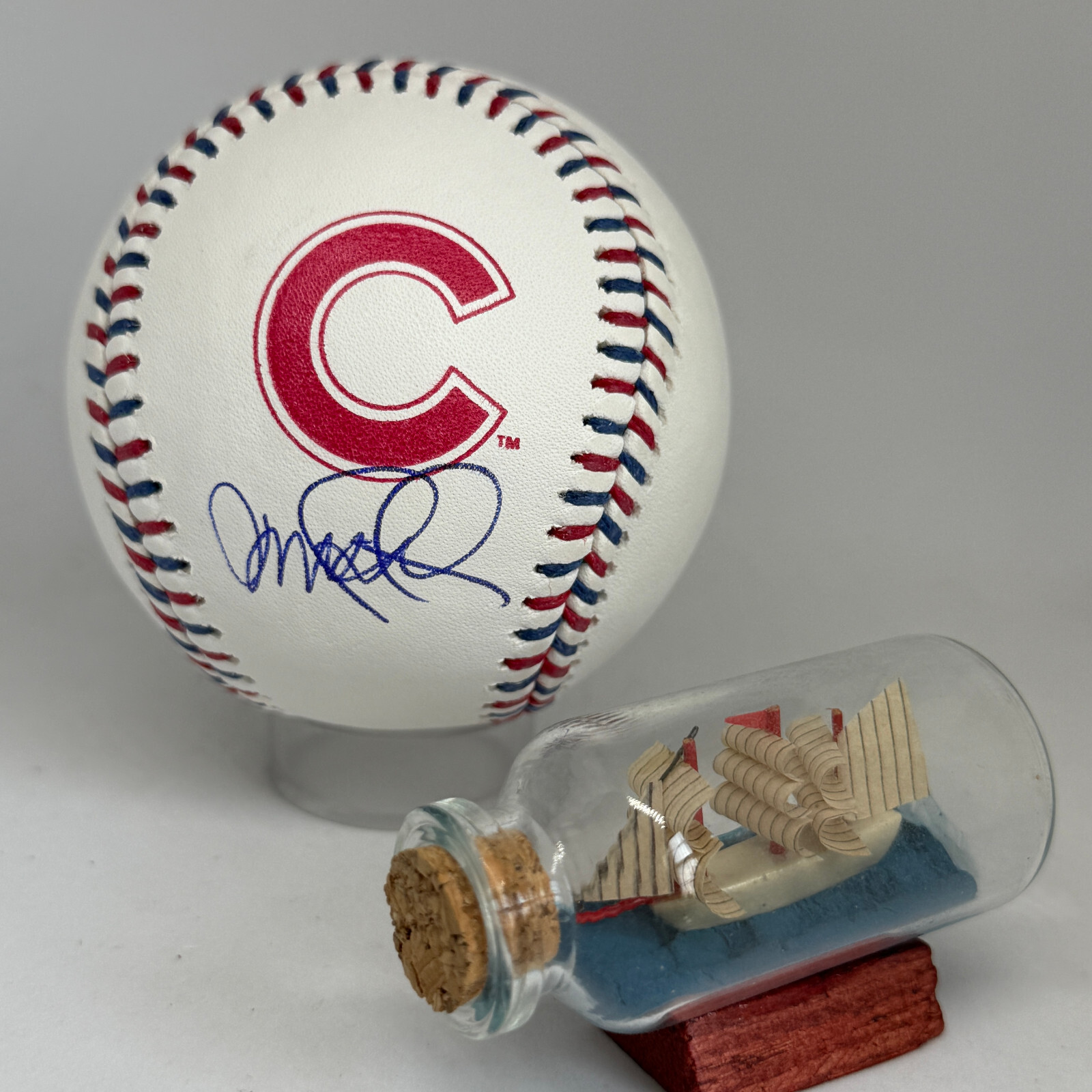 Ryne Sandberg signed Rawlings Cubs Logo Team Stitch Baseball JSA COA Auto A3835