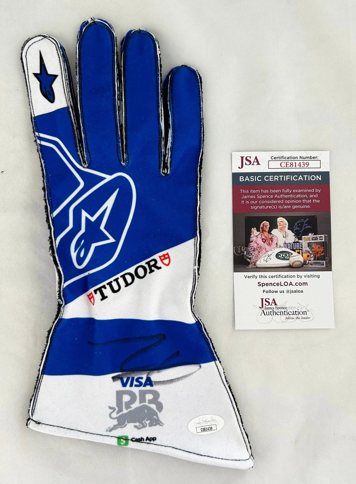Isack Hadjar Signed Racing Glove Visa Cash App Racing Bulls F1 Formula 1 JSA ...