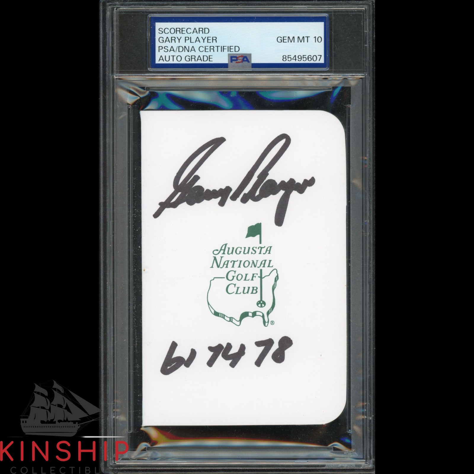 Gary Player signed Masters Scorecard PSA DNA Slab Golf Inscribed Auto 10 C4584