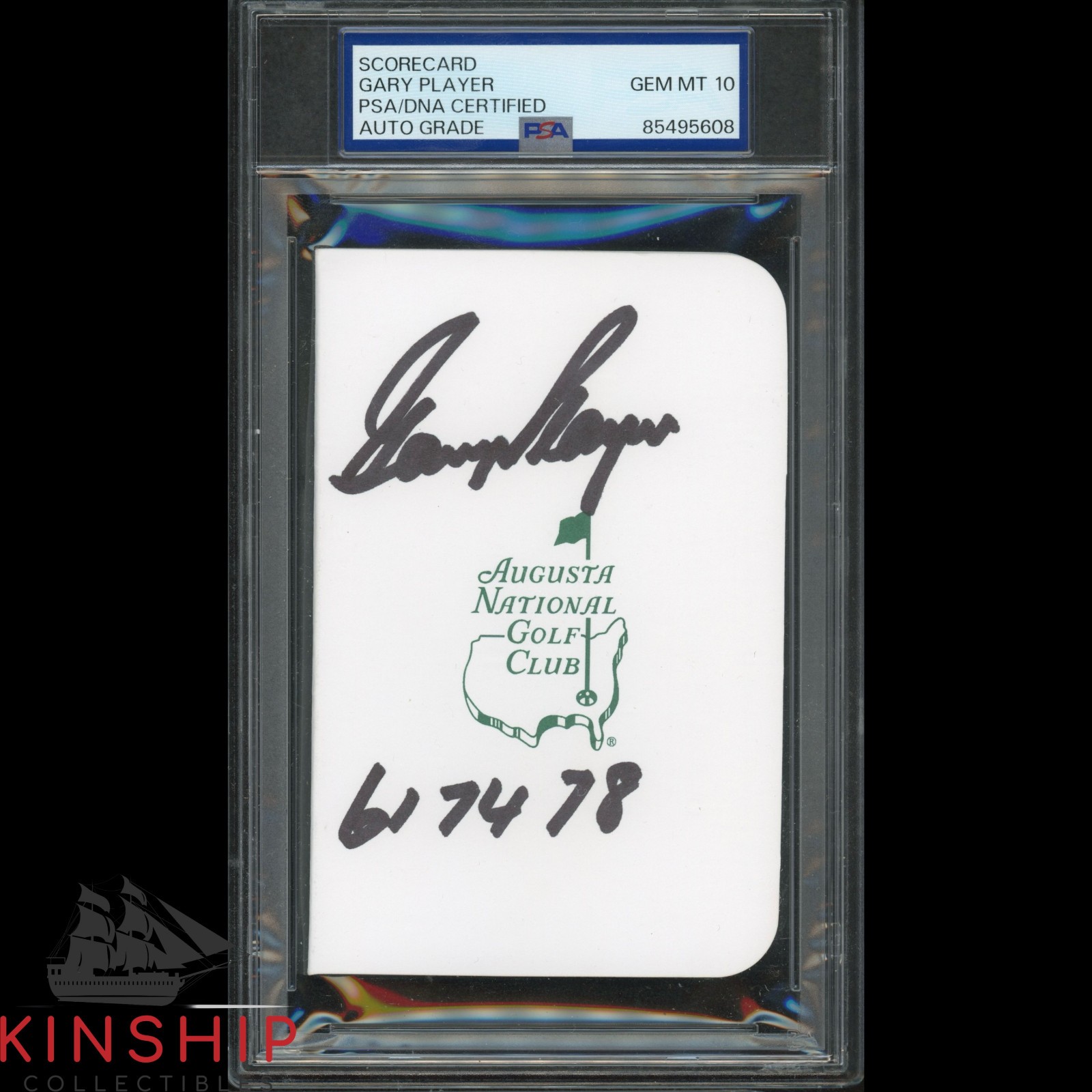 Gary Player signed Masters Scorecard PSA DNA Slab Golf Inscribed Auto 10 C4583