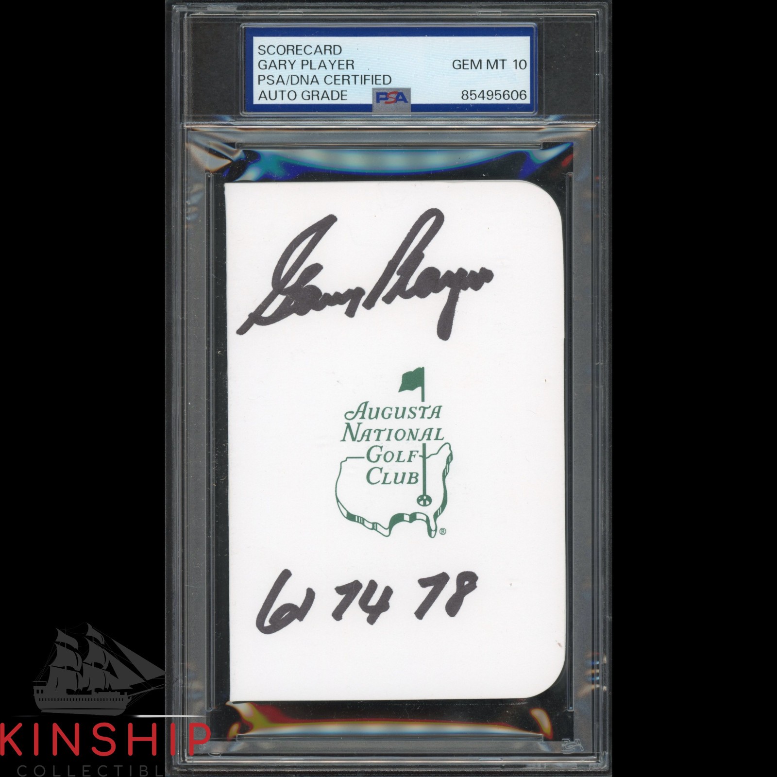 Gary Player signed Masters Scorecard PSA DNA Slab Golf Inscribed Auto 10 C4581