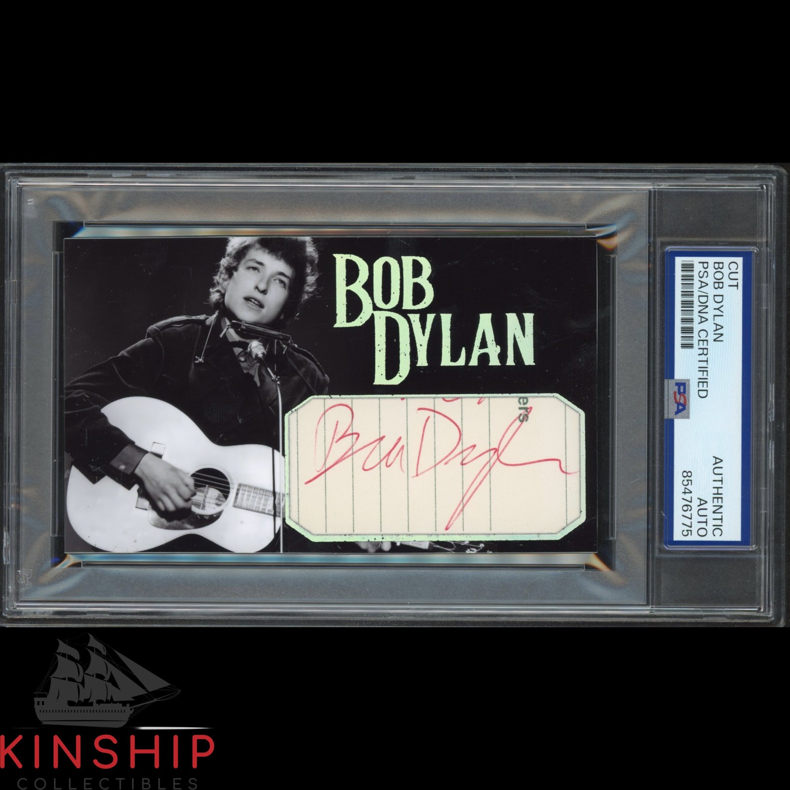 BOB DYLAN SIGNED CUT 3×5 CUSTOM CARD PSA DNA SLAB RARE MUSIC AUTO C4576 COLLECTIBLE MEMORABILIA