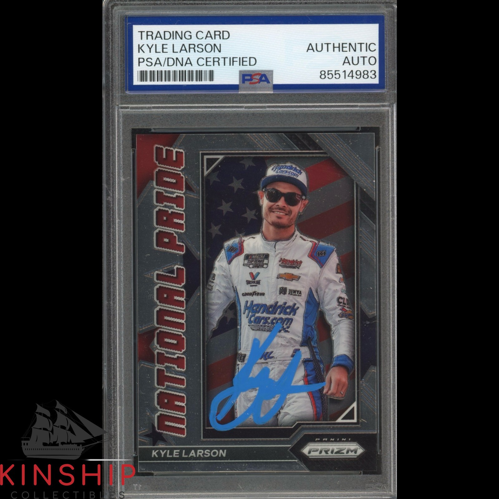 Kyle Larson signed 2023 Panini National Pride Card PSA DNA Slab NASCAR C4651