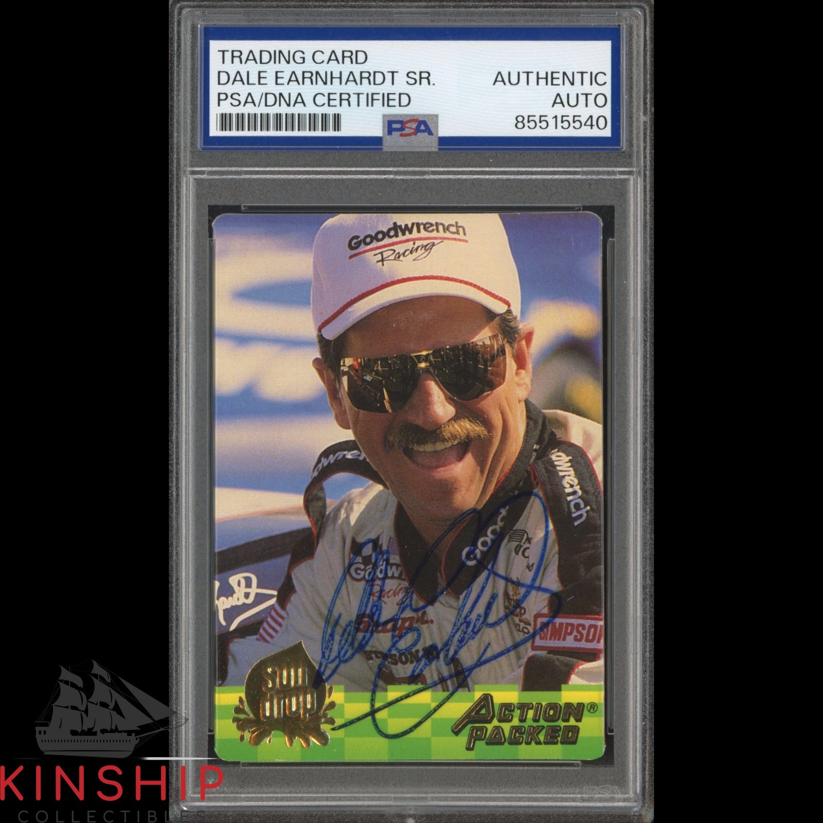 Dale Earnhardt Sr signed 1995 Action Packed Card PSA DNA Slab NASCAR Auto C4657