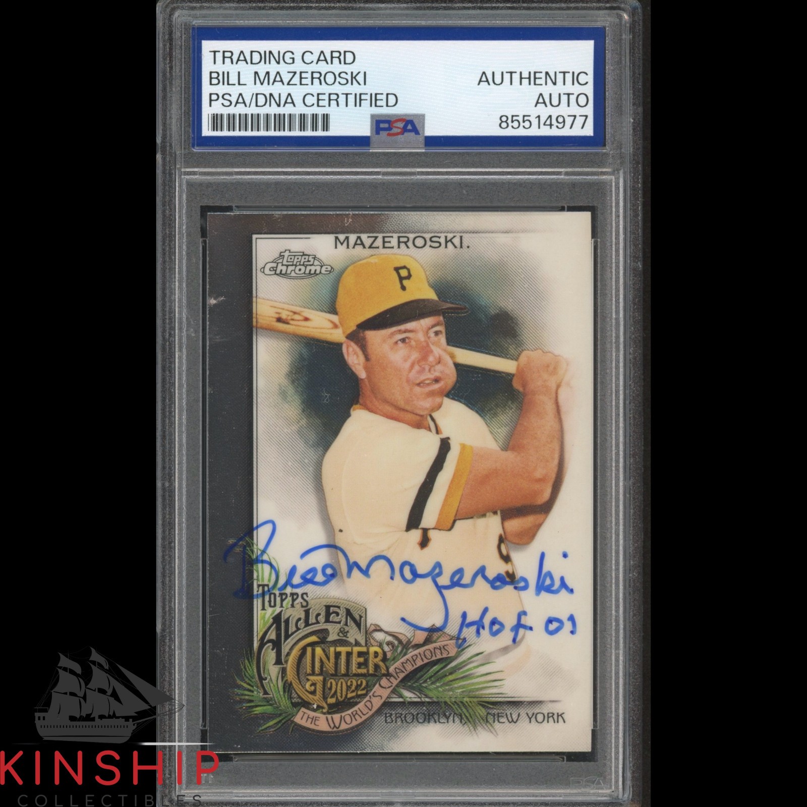 Bill Mazeroski signed 2022 Topps Chrome Card PSA DNA Slab HOF Auto C4622