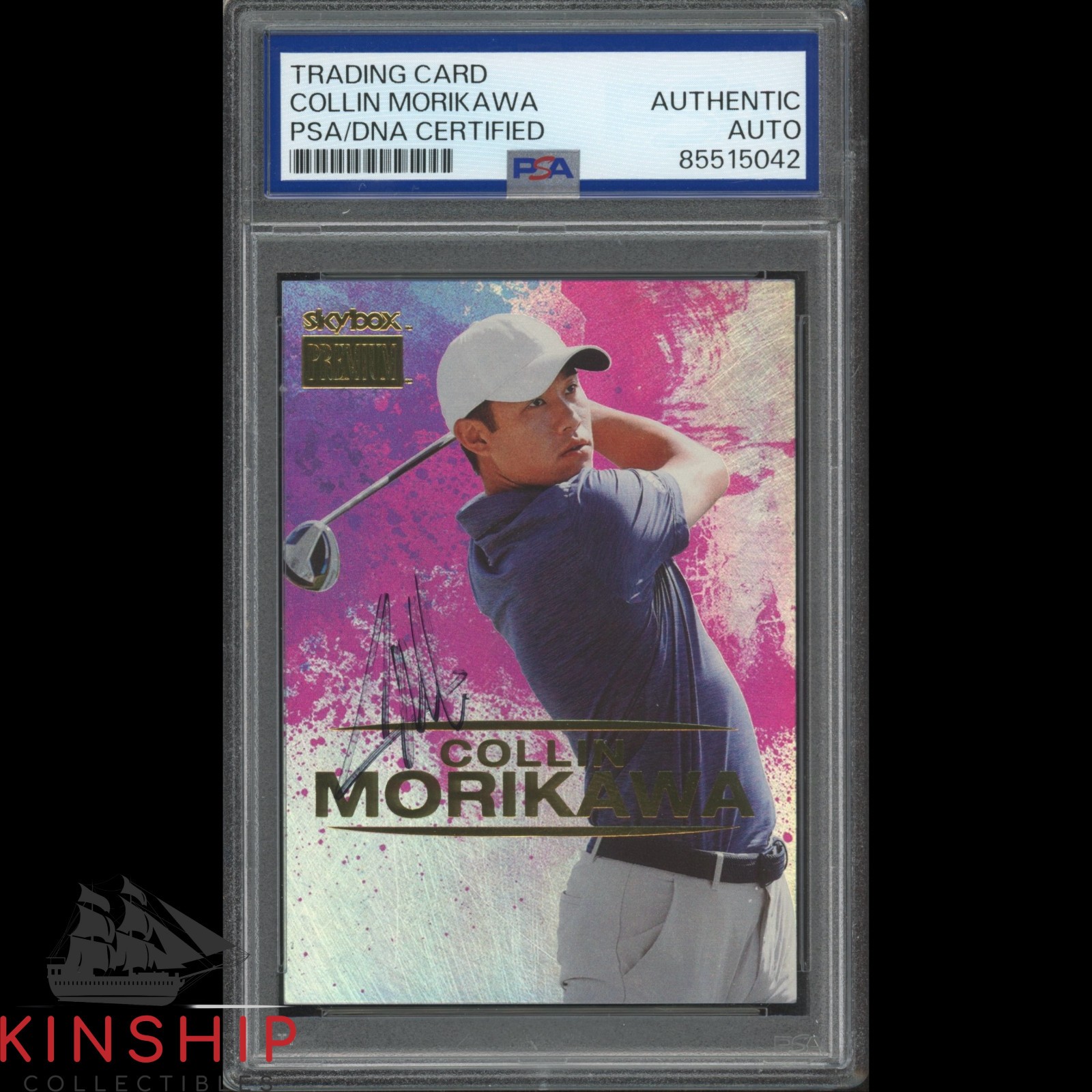 Collin Morikawa signed 2021 Skybox Metal Trading Card PSA DNA Slab Golf C4623