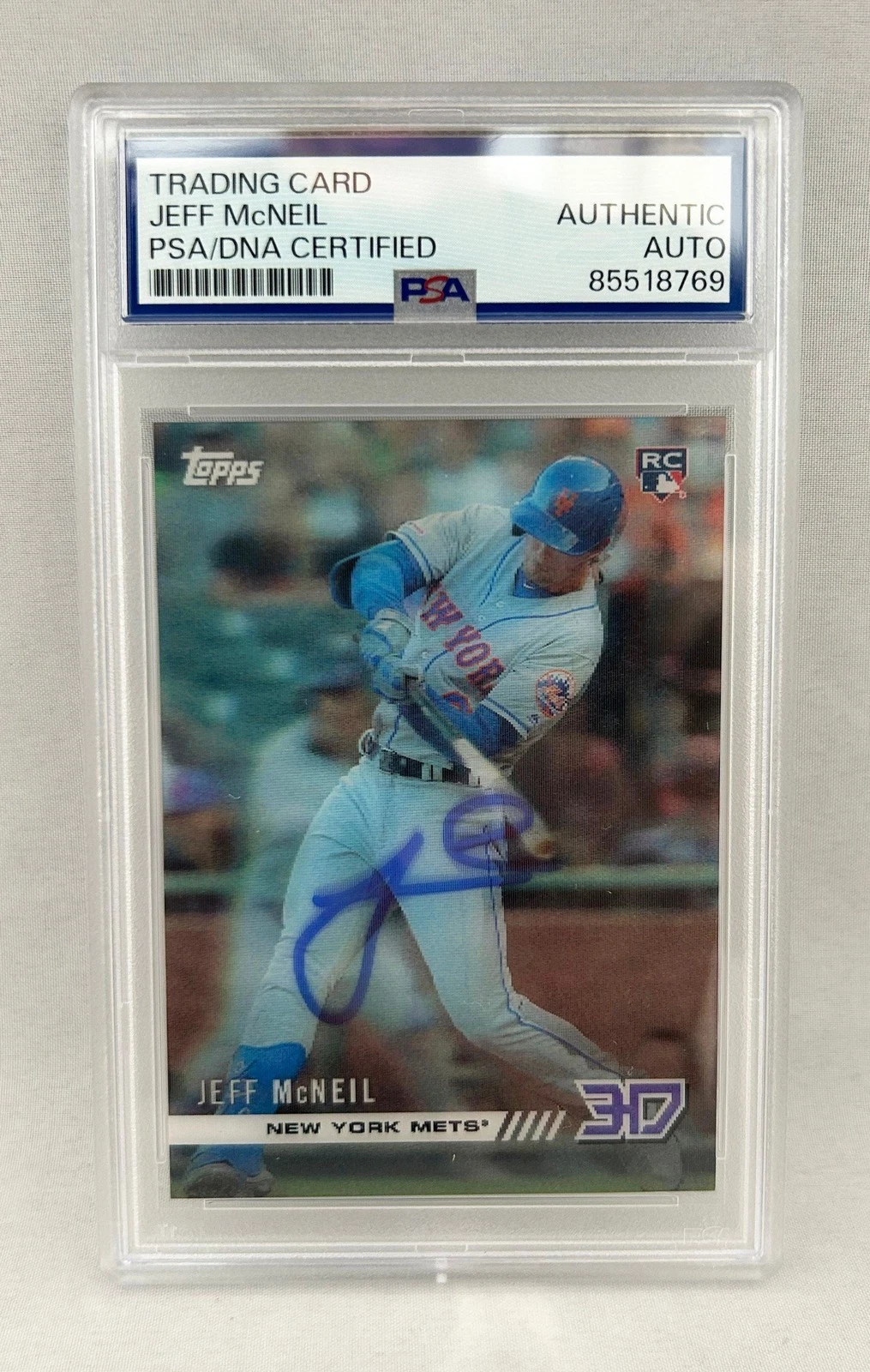 Jeff McNeil Signed Rookie Card 2019 Topps 3D #M-5 PSA/DNA COA