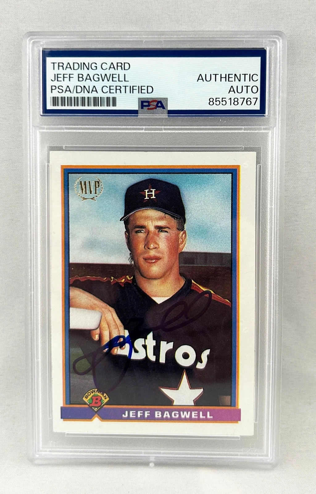 Jeff Bagwell Signed Card 1991 Topps MVP #183 PSA/DNA COA
