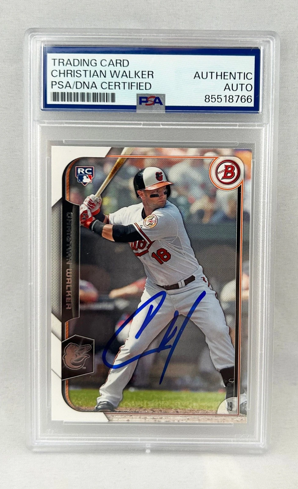 Christian Walker Signed Rookie Card 2015 Bowman #144 PSA/DNA COA