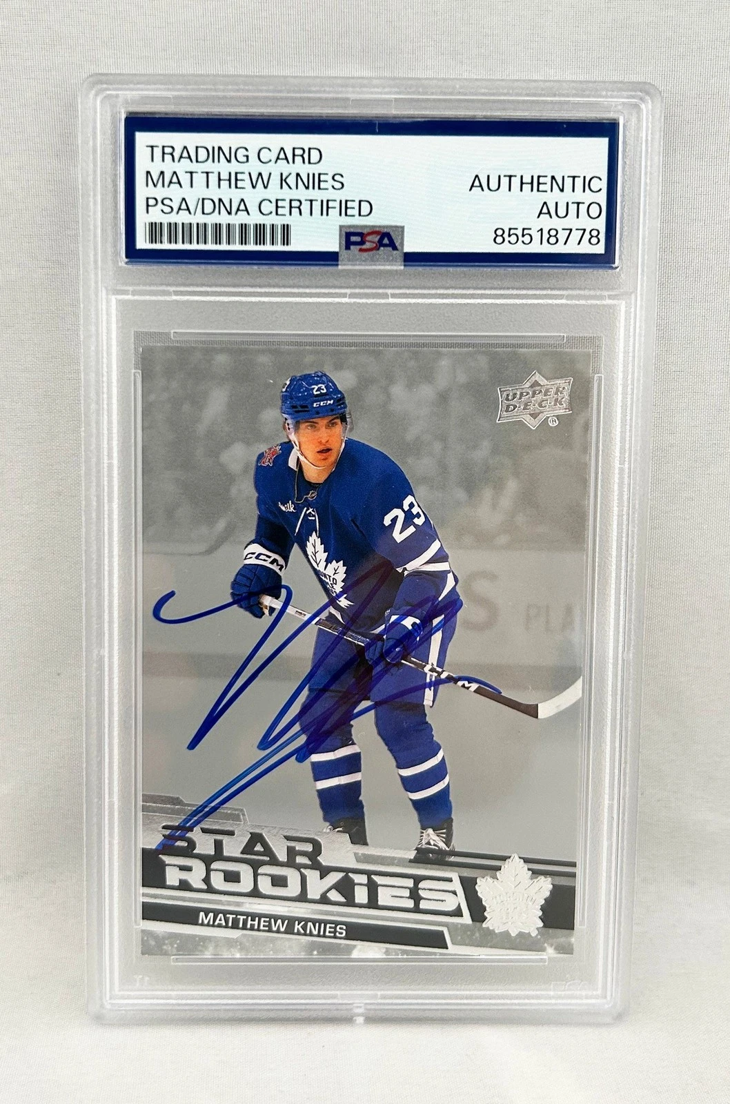 Matthew Knies Signed Rookie Card 2023-24 Upper Deck #4 PSA/DNA COA