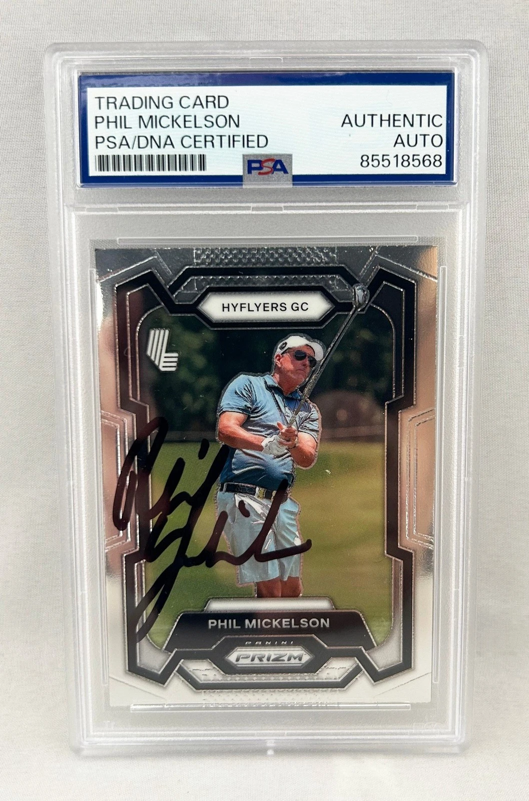 Phil Mickelson Signed Card 2024 Panini Prizm #4 PSA/DNA COA