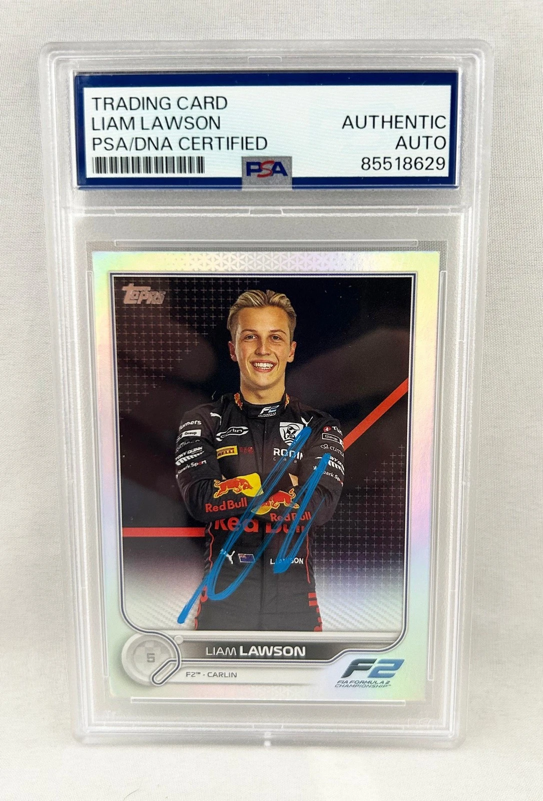Liam Lawson Signed Card 2022 Topps #81 Silver Portrait PSA/DNA F1 Formula 1 COA