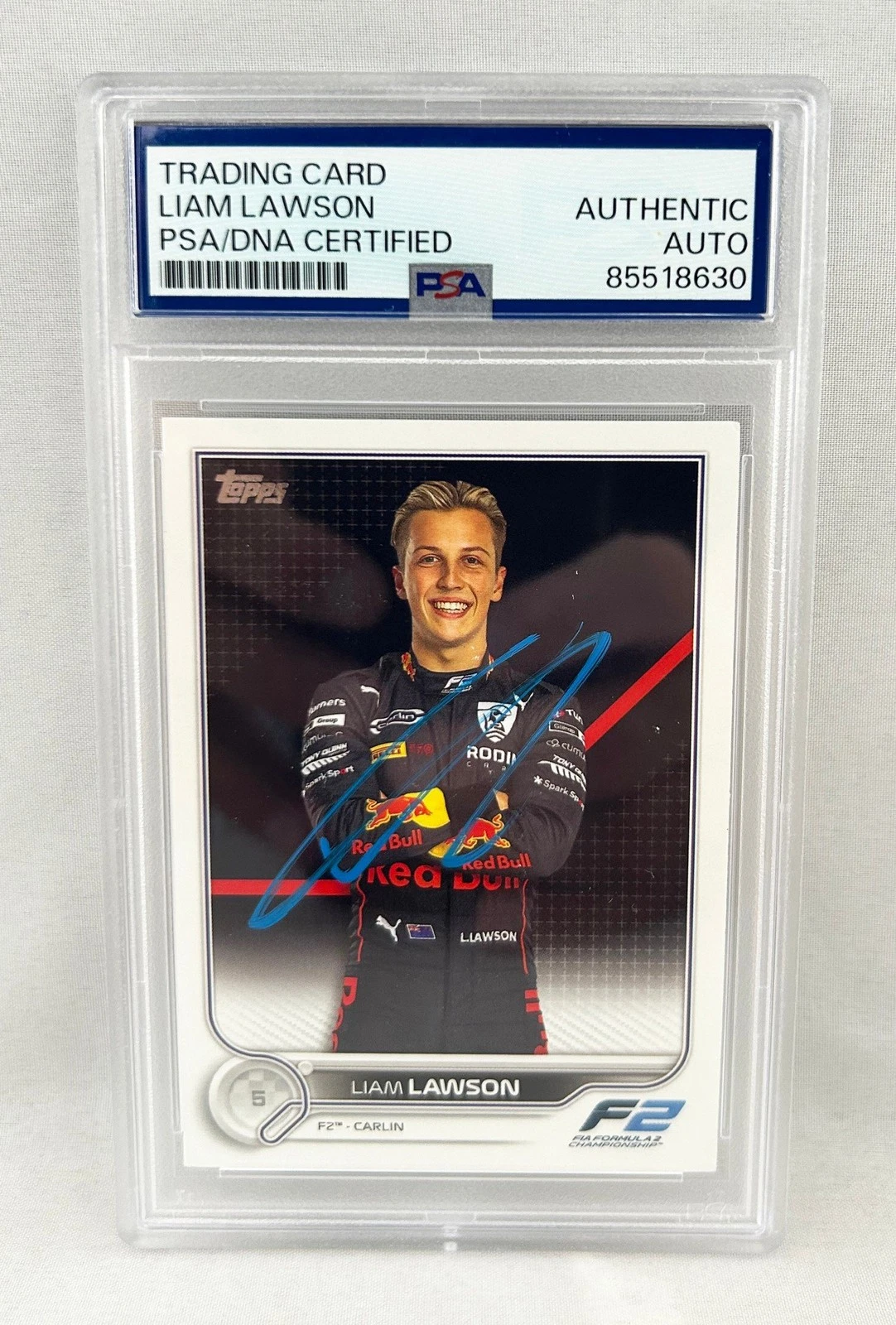 Liam Lawson Signed Card 2022 Topps #81 PSA/DNA F1 Formula 1 COA