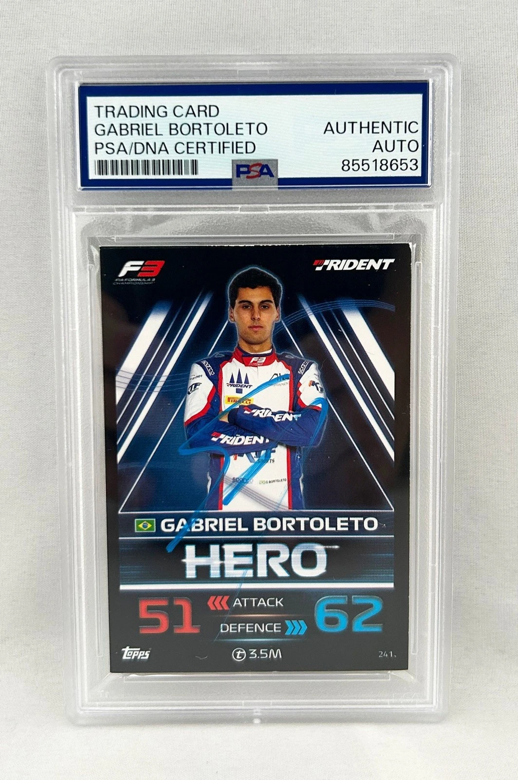 Gabriel Bortoleto Signed Card 2023 Topps Turbo Attax PSA/DNA F1 Formula 1 COA