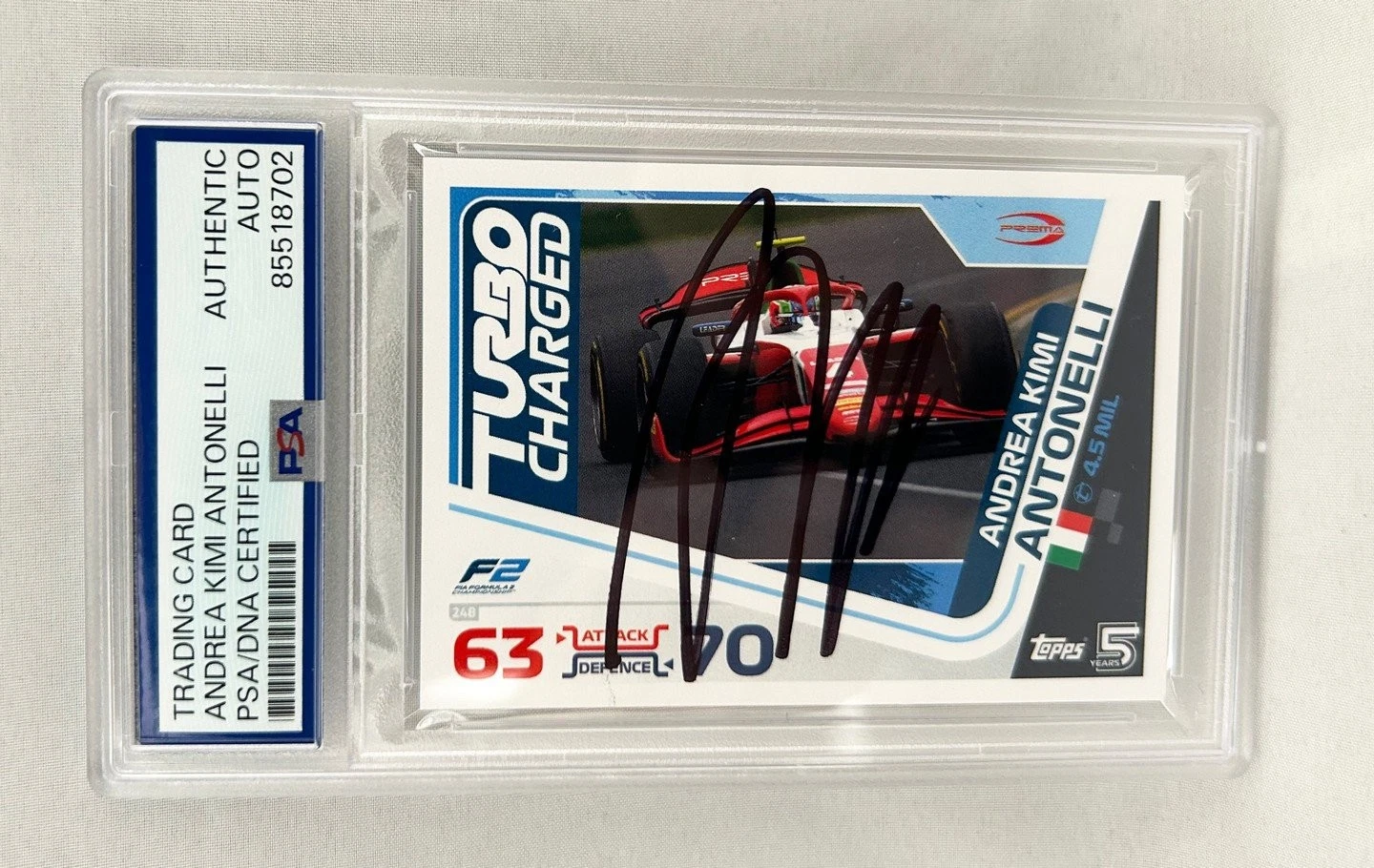 Andrea Kimi Antonelli Signed Card 2024 Topps Turbo Attax #248 PSA/DNA F1 Form...