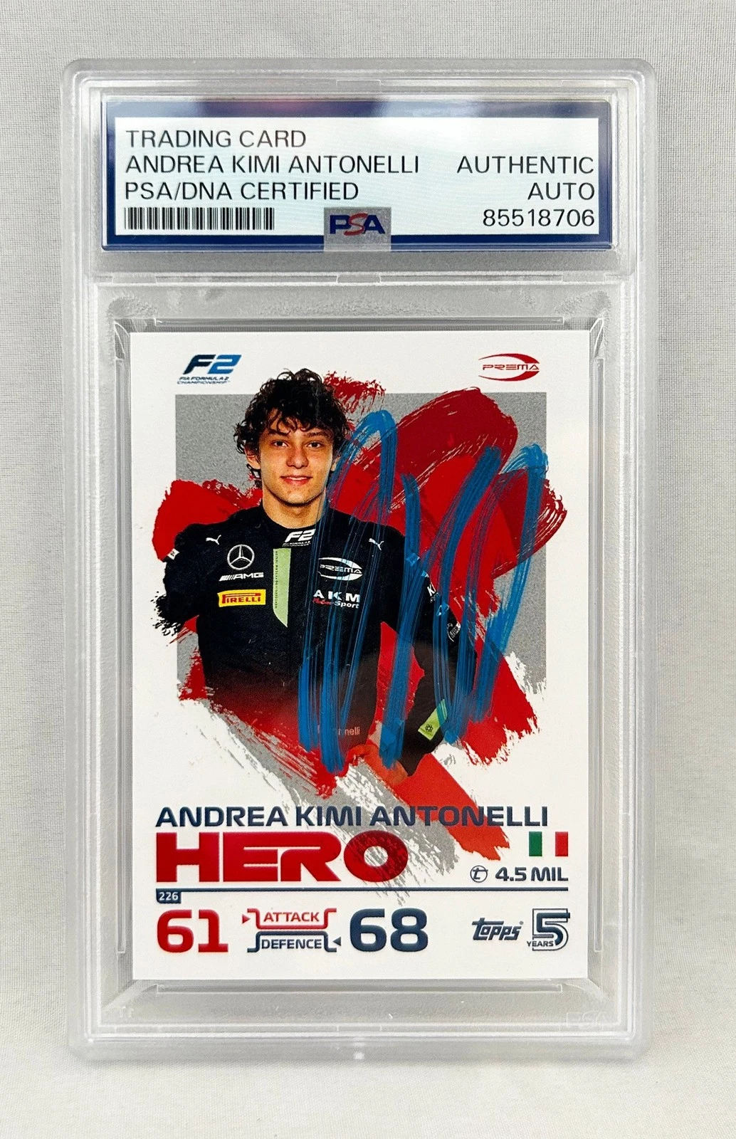 Andrea Kimi Antonelli Signed Card 2024 Topps Turbo Attax #226 PSA/DNA F1 Form...