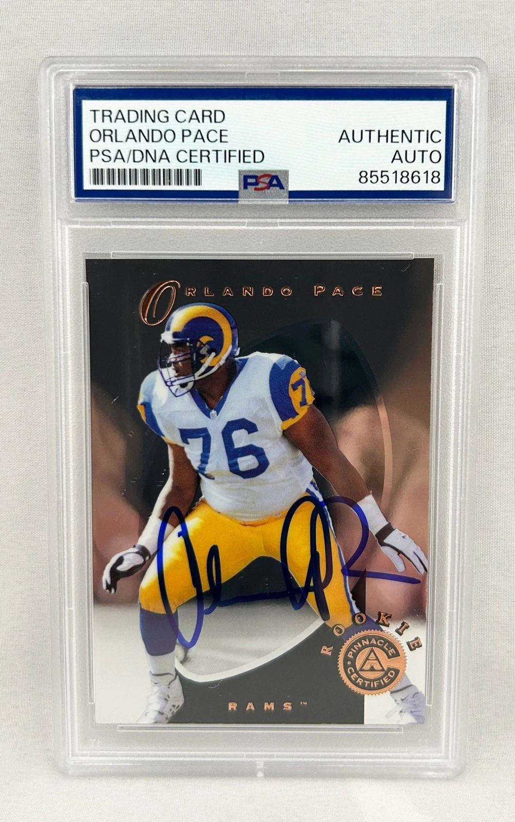 Orlando Pace Signed Rookie Card 1997 Pinnacle Certified #121 PSA/DNA Los Ange...