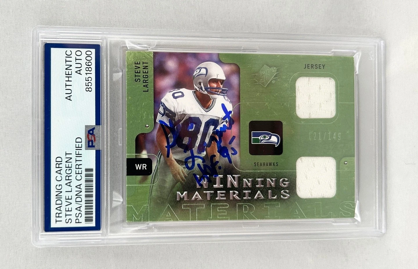 Steve Largent Signed Jersey Patch Card 2009 Upper Deck #YGF32 PSA/DNA Seattle...