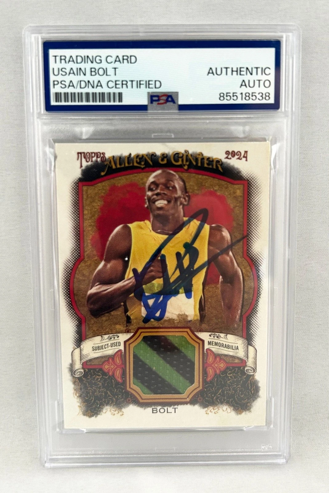 Usain Bolt Signed Card 2024 Topps Allen & Ginter Relic Patch #AGR-UB Olympics...