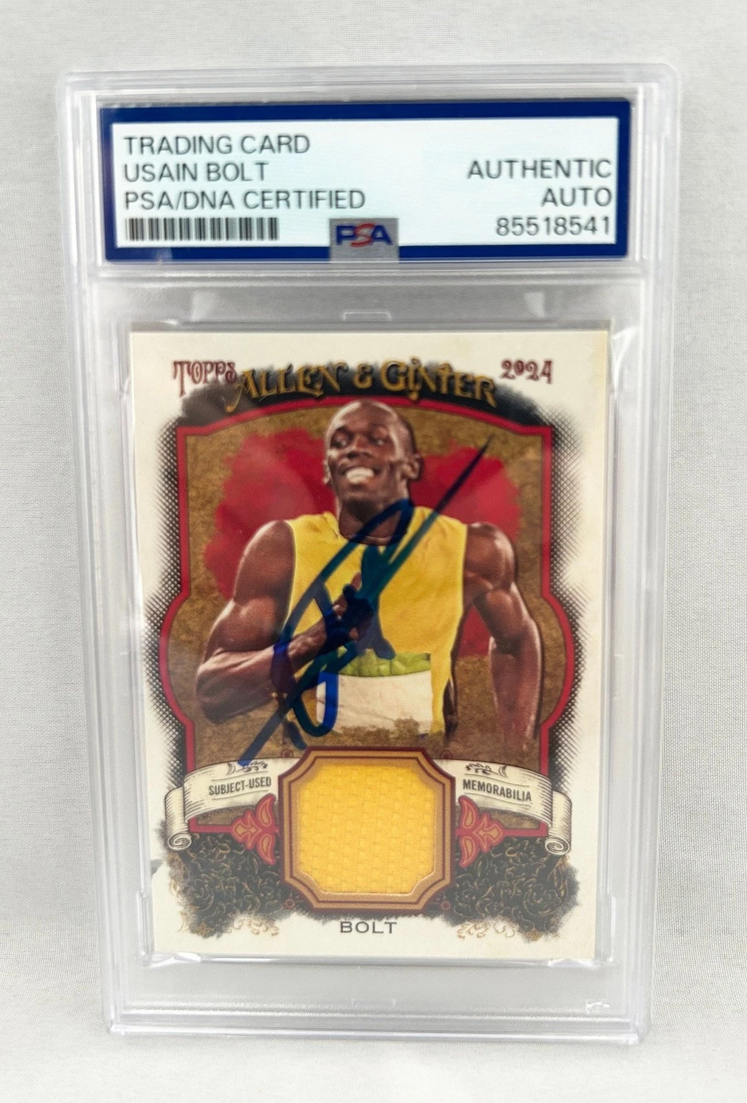 Usain Bolt Signed Card 2024 Topps Allen & Ginter Relic Patch #AGR-UB Olympics...