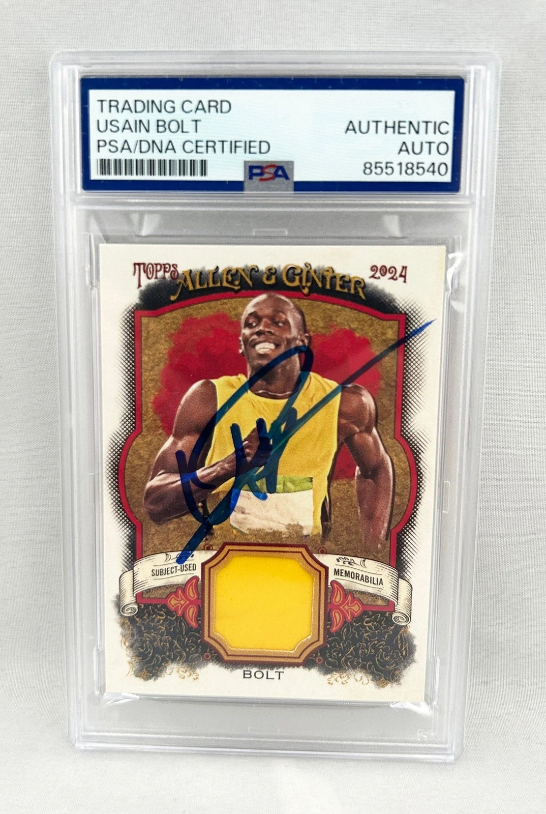 Usain Bolt Signed Card 2024 Topps Allen & Ginter Relic Patch #AGR-UB Olympics...