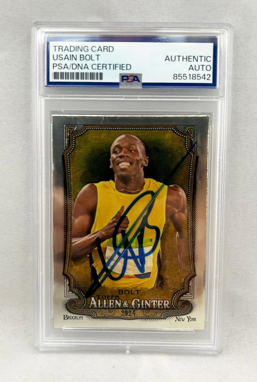 Usain Bolt Signed Card 2024 Topps Allen & Ginter Silver #208 Olympics PSA/DNA...
