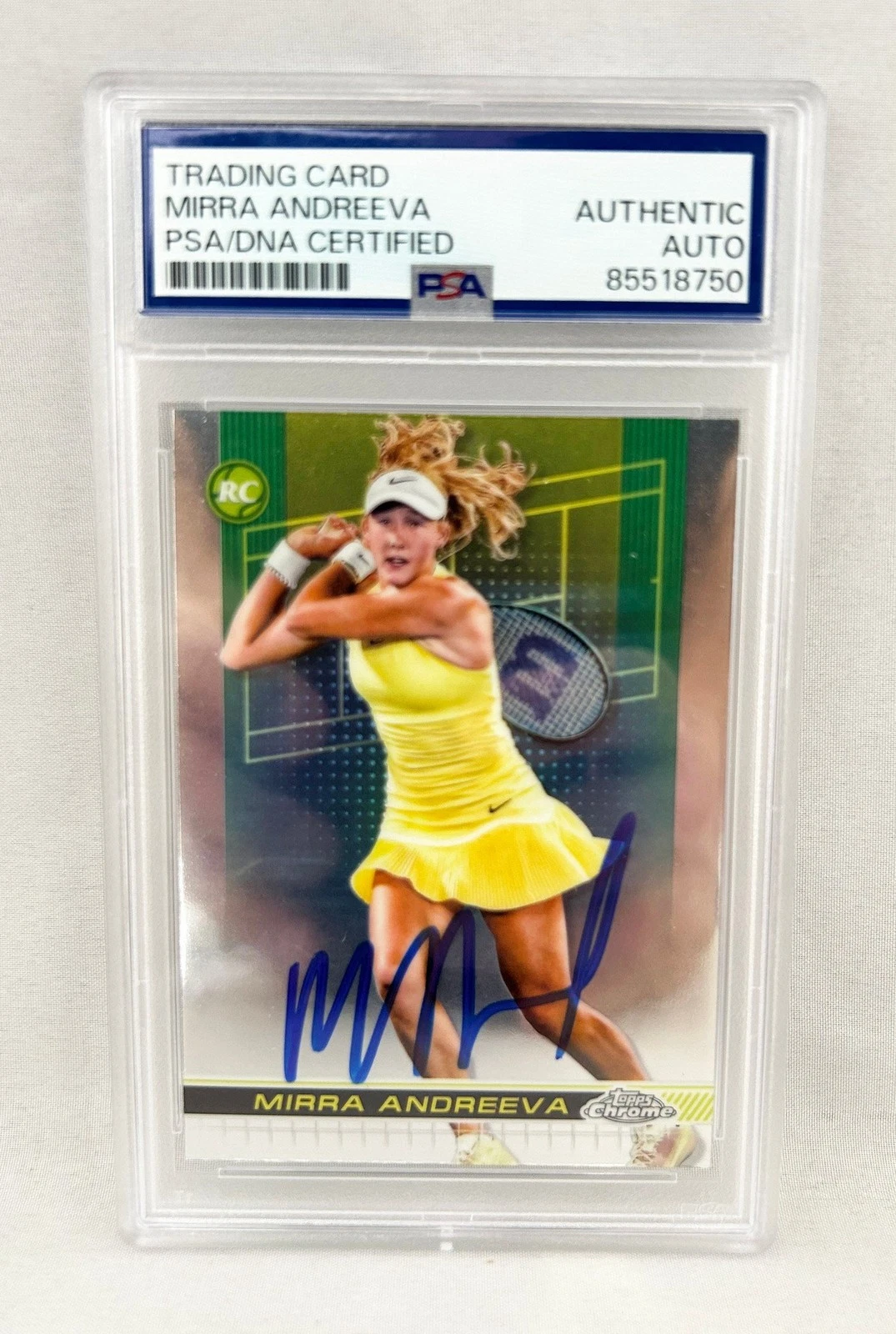 Mirra Andreeva Signed Card 2024 Topps Chrome #81 PSA/DNA 1 COA