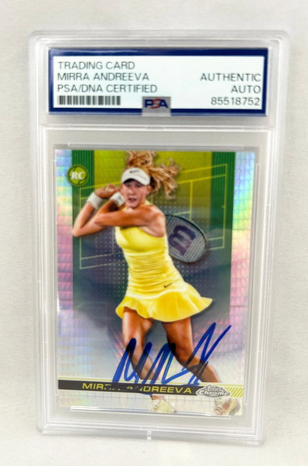 Mirra Andreeva Signed Card 2024 Topps Chrome Refractor #81 PSA/DNA COA