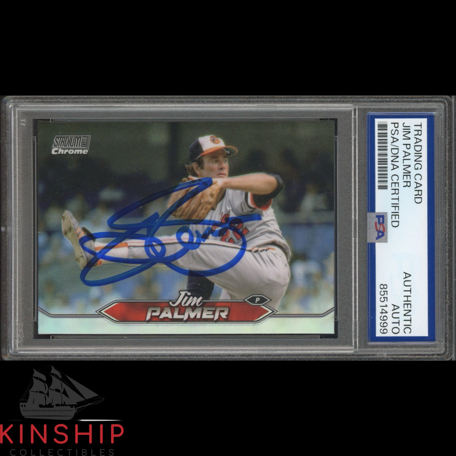 Jim Palmer signed 2024 Topps Chrome Card PSA DNA Slab Inscribed HOF Auto C4613