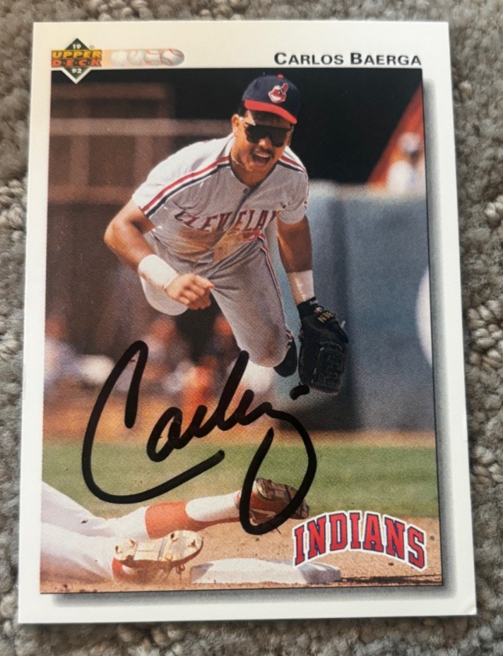 Carlos Baerga signed AUTOGRAPHED 1992 Upper Deck card #231, Cleveland Indians