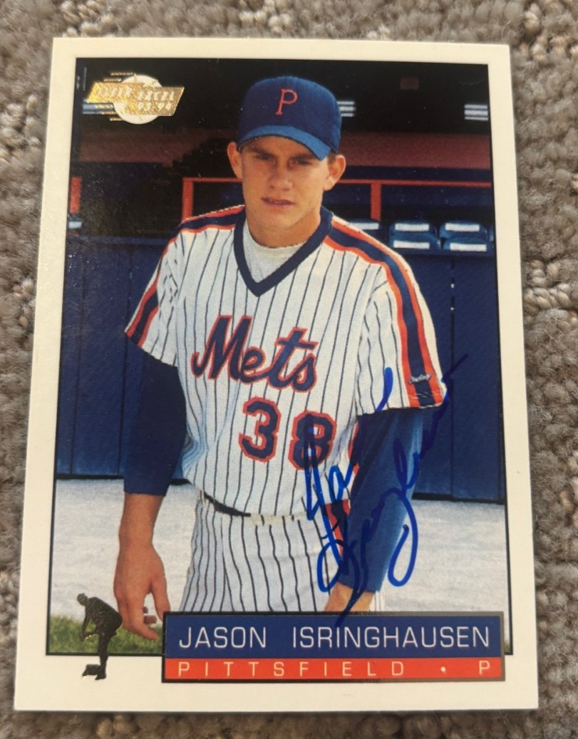 Jason Isringhausen 1993-94 Fleer Excel #235 signed autographed card NY METS