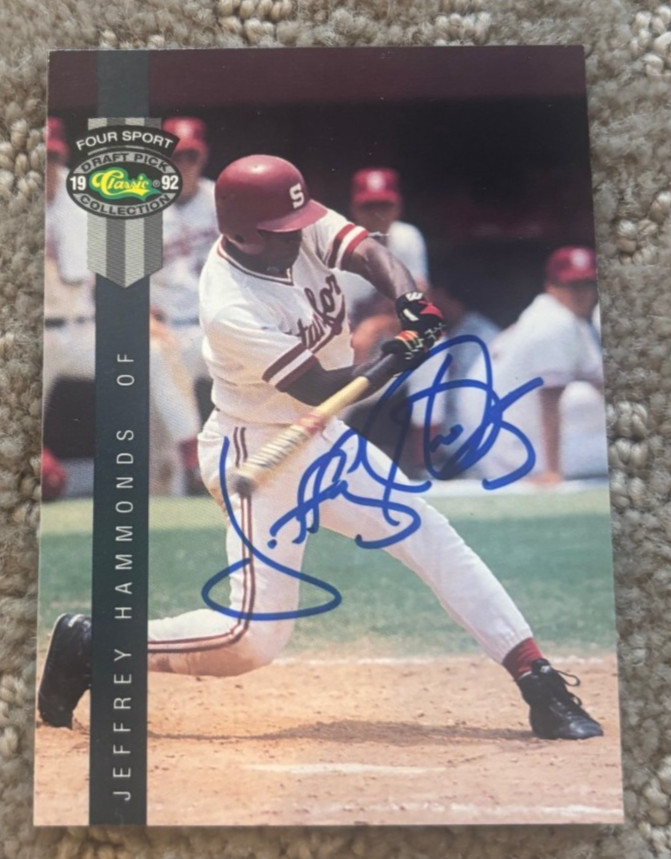 1992 CLASSIC FOUR SPORT JEFFREY HAMMONDS #229 SIGNED AUTOGRAPHED CARD ORIOLES COLLECTIBLE MEMORABILIA