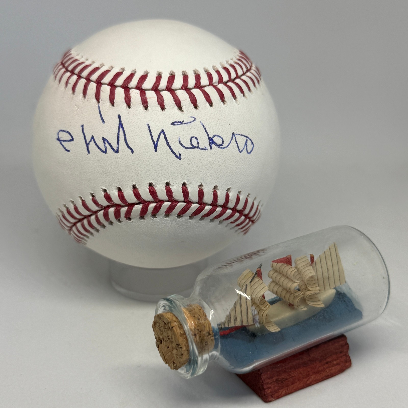 Phil Niekro signed Rawlings OML Baseball TRISTAR COA Braves HOF Auto A3864