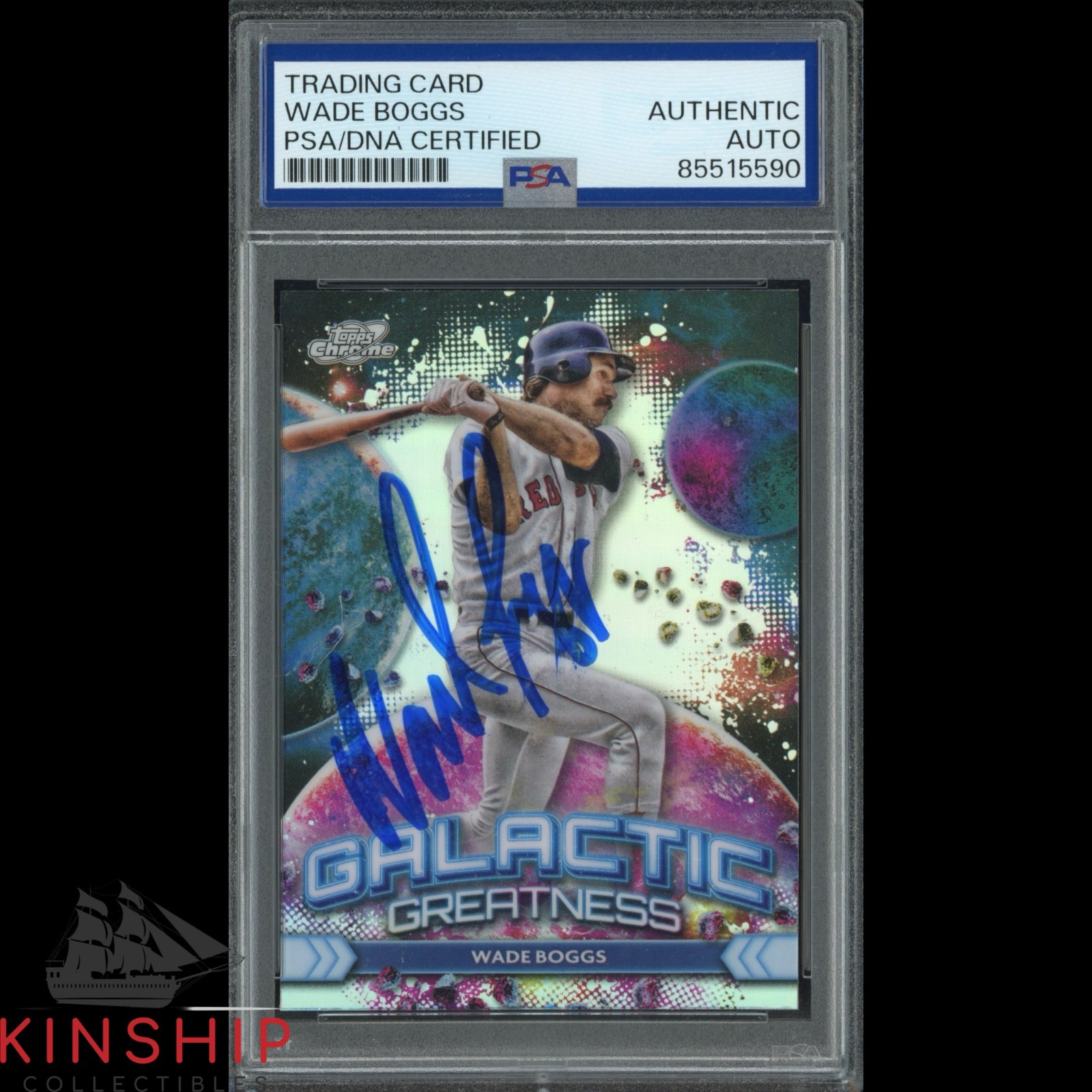 WADE BOGGS SIGNED 2024 TOPPS CHROME TRADING CARD PSA DNA SLAB HOF AUTO C4759 COLLECTIBLE MEMORABILIA