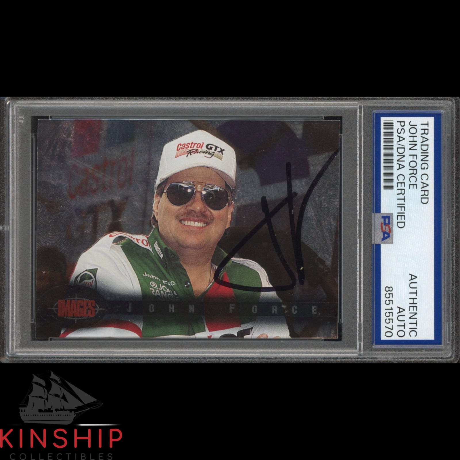 John Force signed 1995 Finish Line Classic Card PSA Slab NHRA Racing Auto C4711