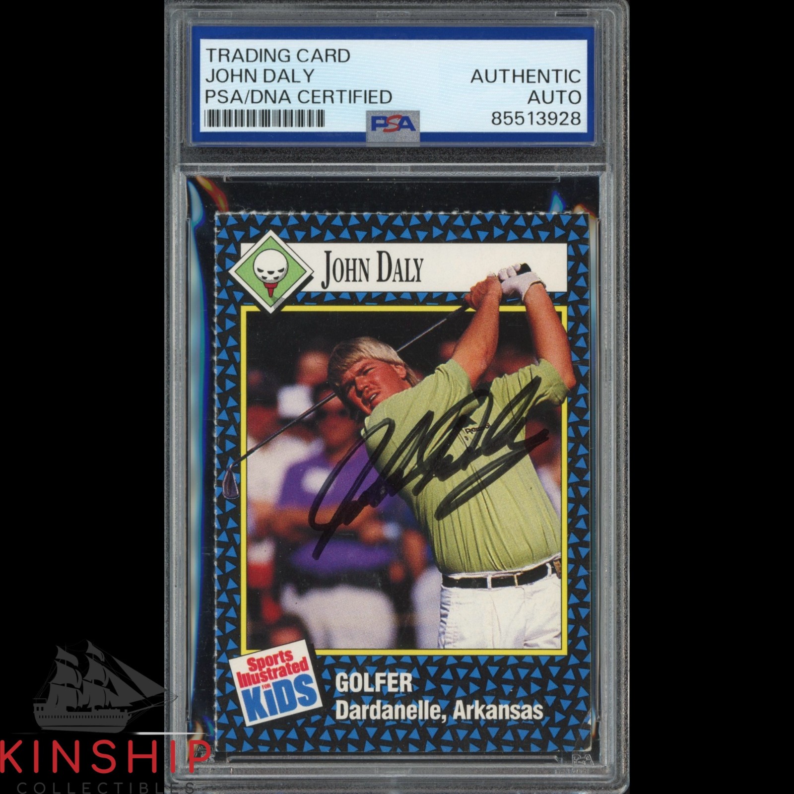 John Daly signed 1992 Sports Illustrated Kids Card PSA DNA Slab Golf Auto C4735