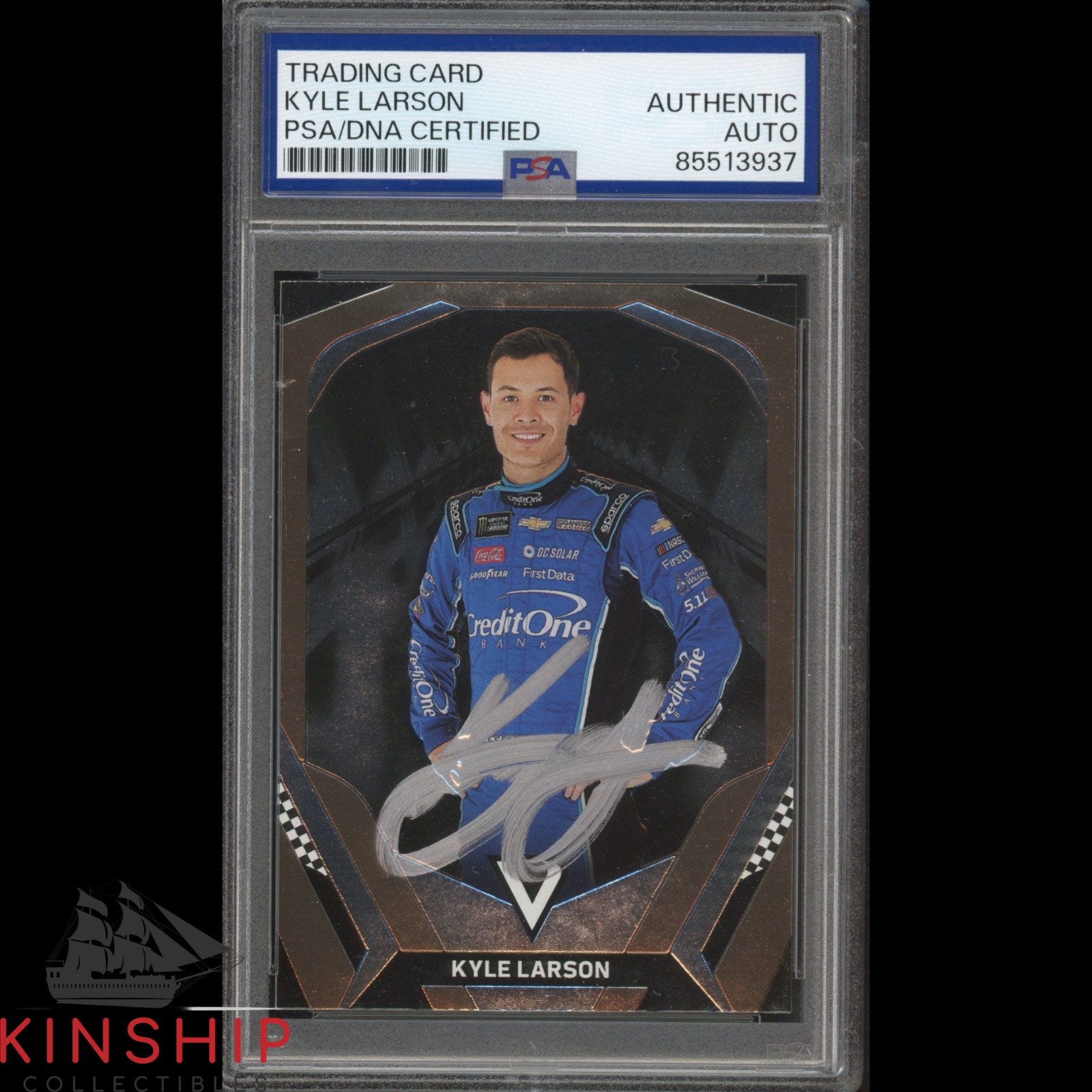 Kyle Larson signed 2018 Panini Trading Card PSA DNA Slab NASCAR Auto C4705
