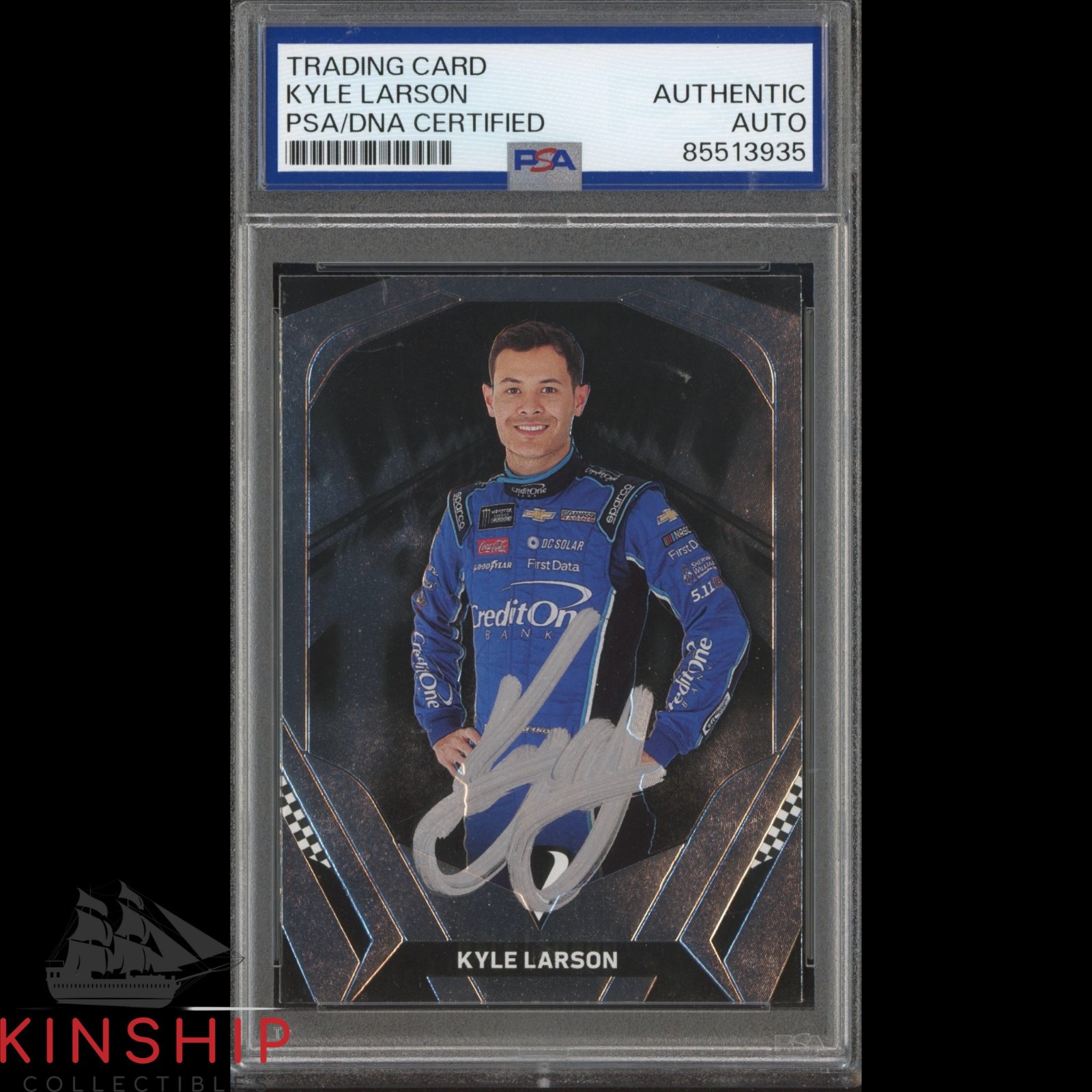 Kyle Larson signed 2018 Panini Trading Card PSA DNA Slab NASCAR Auto C4707