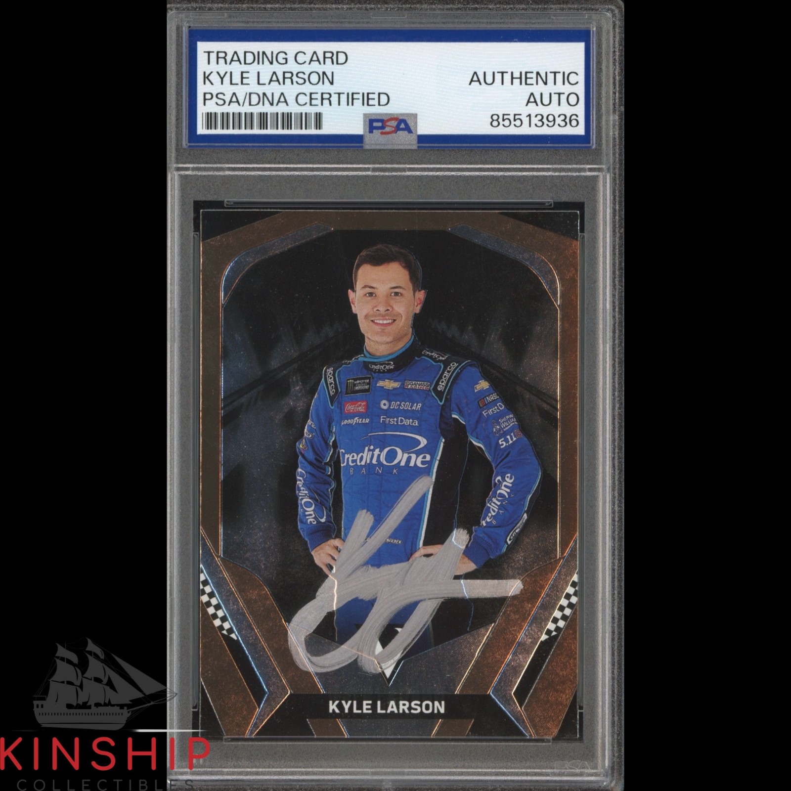 Kyle Larson signed 2018 Panini Trading Card PSA DNA Slab NASCAR Auto C4706