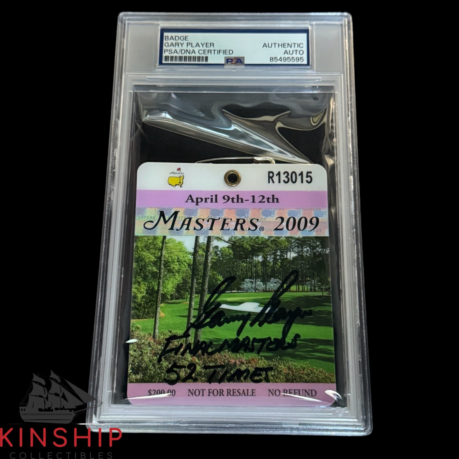 Gary Player signed 2009 Masters Badge PSA DNA Slab Inscribed Golf Auto C4763