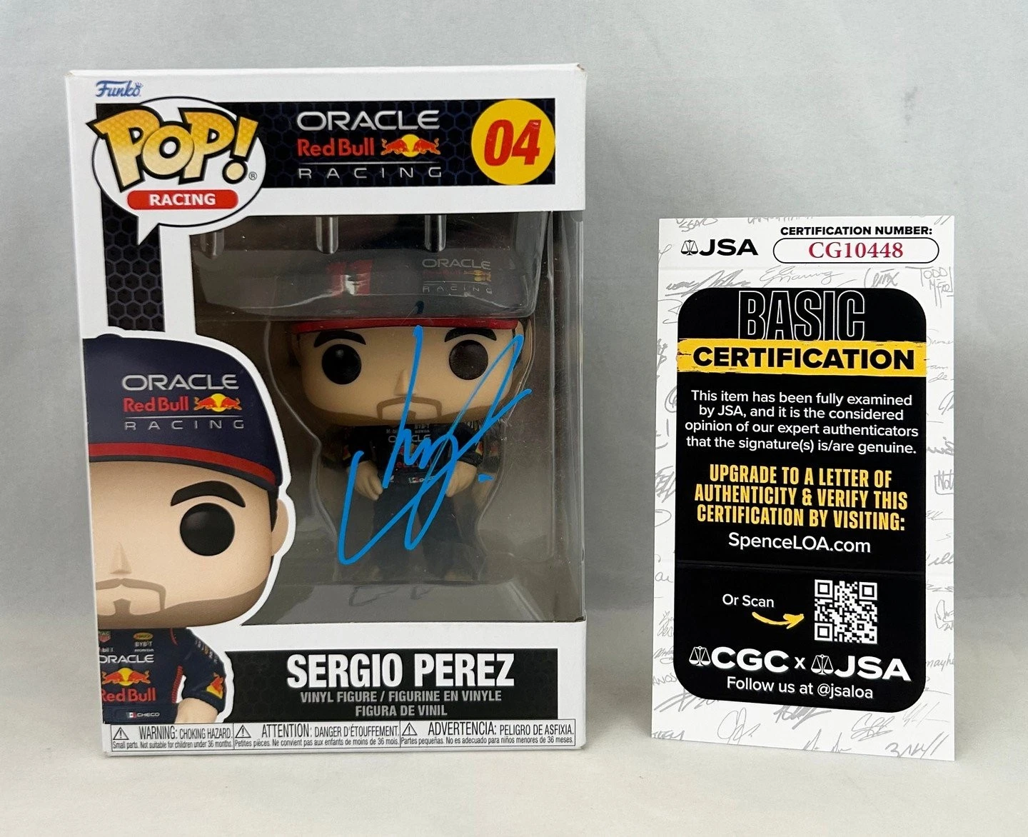 Sergio Checo Perez Signed Funko Pop Red Bull F1 #04 JSA 2 COA