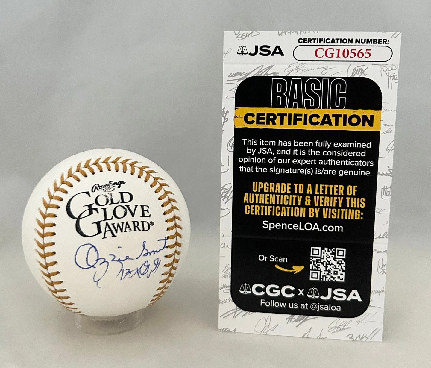 Ozzie Smith Signed Gold Glove Baseball St. Louis Cardinals JSA COA