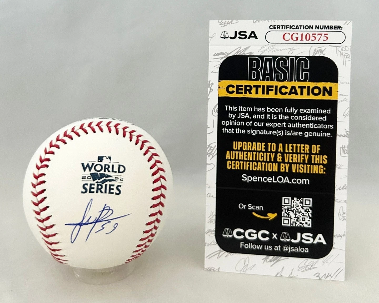Framber Valdez Signed 2022 World Series Baseball Houston Astros JSA 2 COA