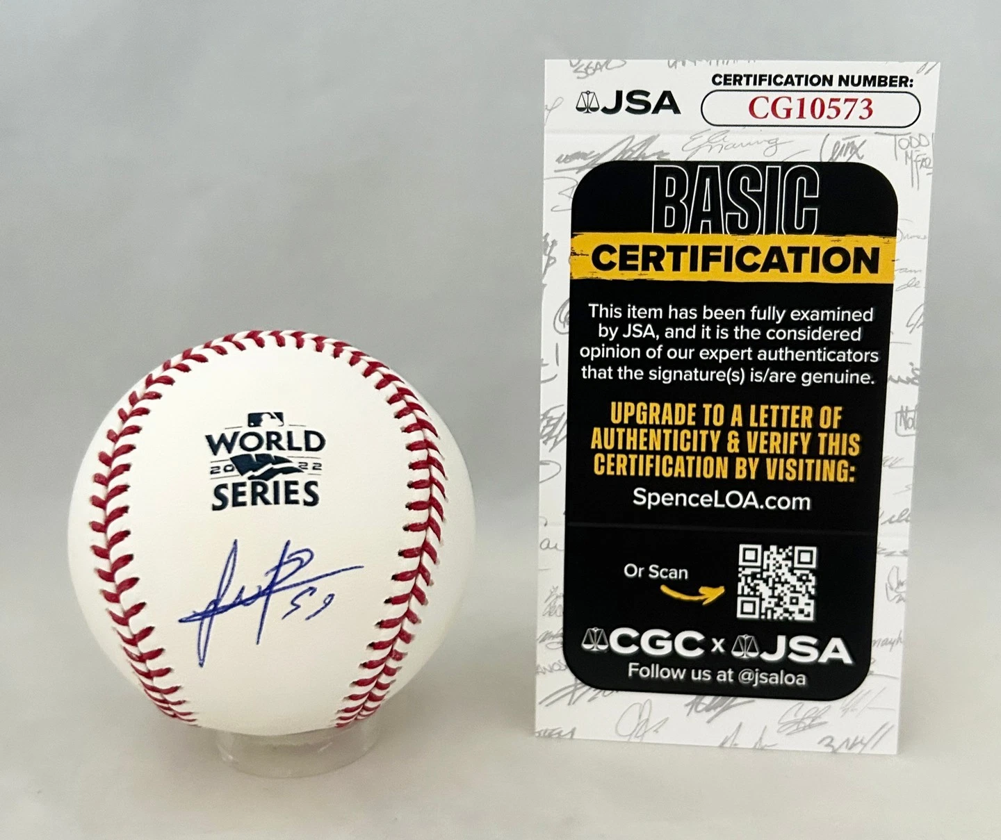 Framber Valdez Signed 2022 World Series Baseball Houston Astros JSA COA