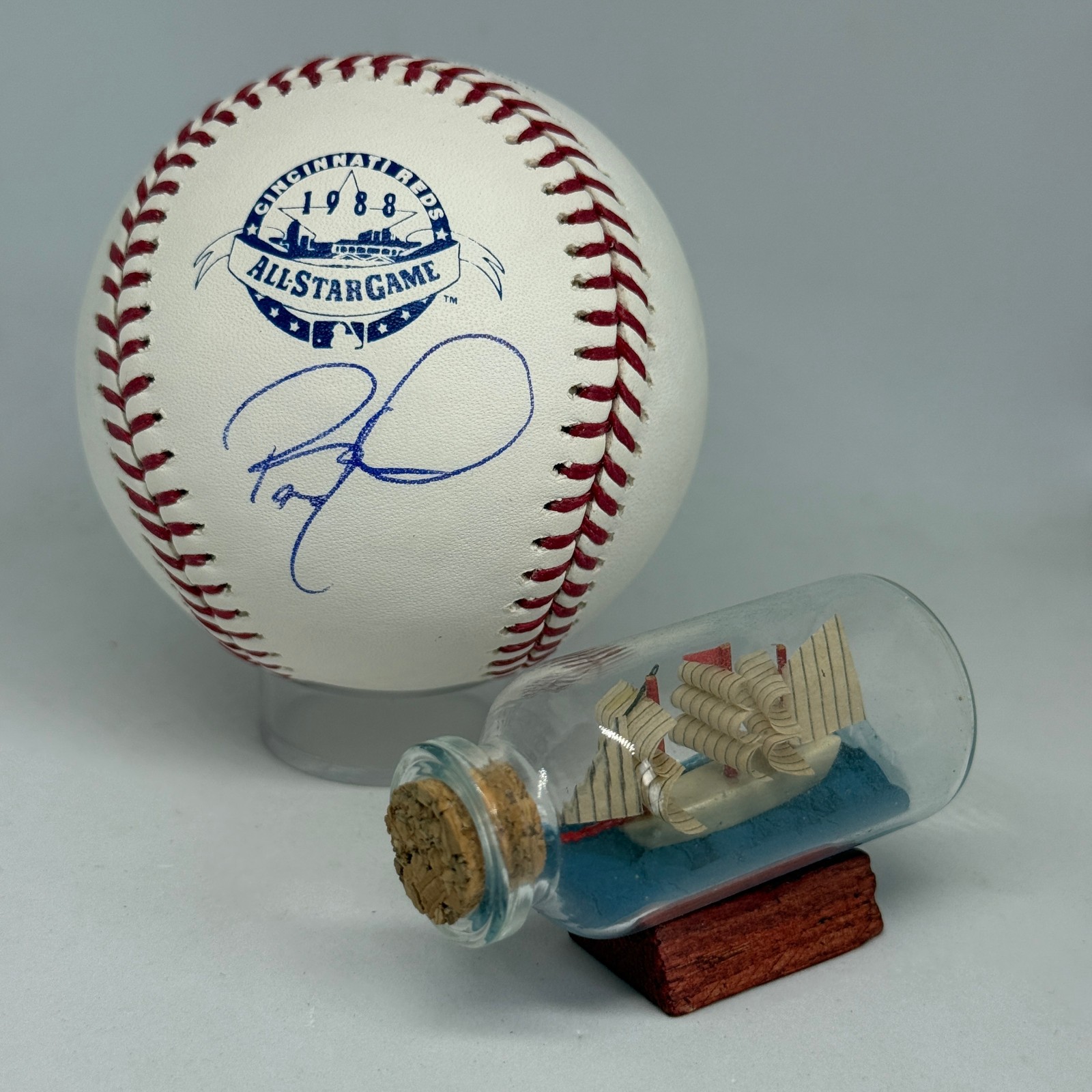 Barry Larkin signed Rawlings 1988 All Star Logo Baseball JSA COA Reds HOF A3898