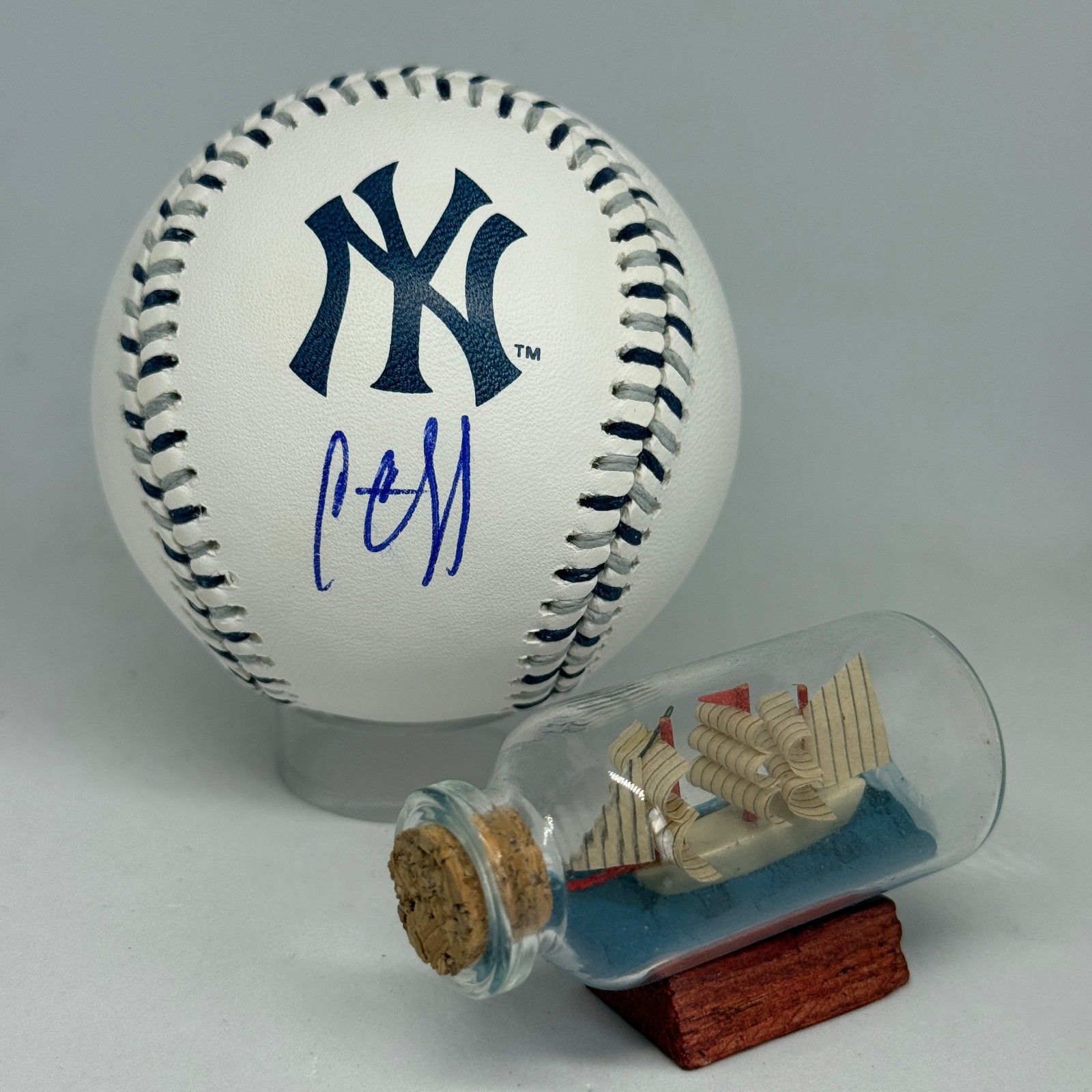 CC Sabathia signed Rawlings Yankees Team Stitch Logo Baseball JSA COA HOF A3899
