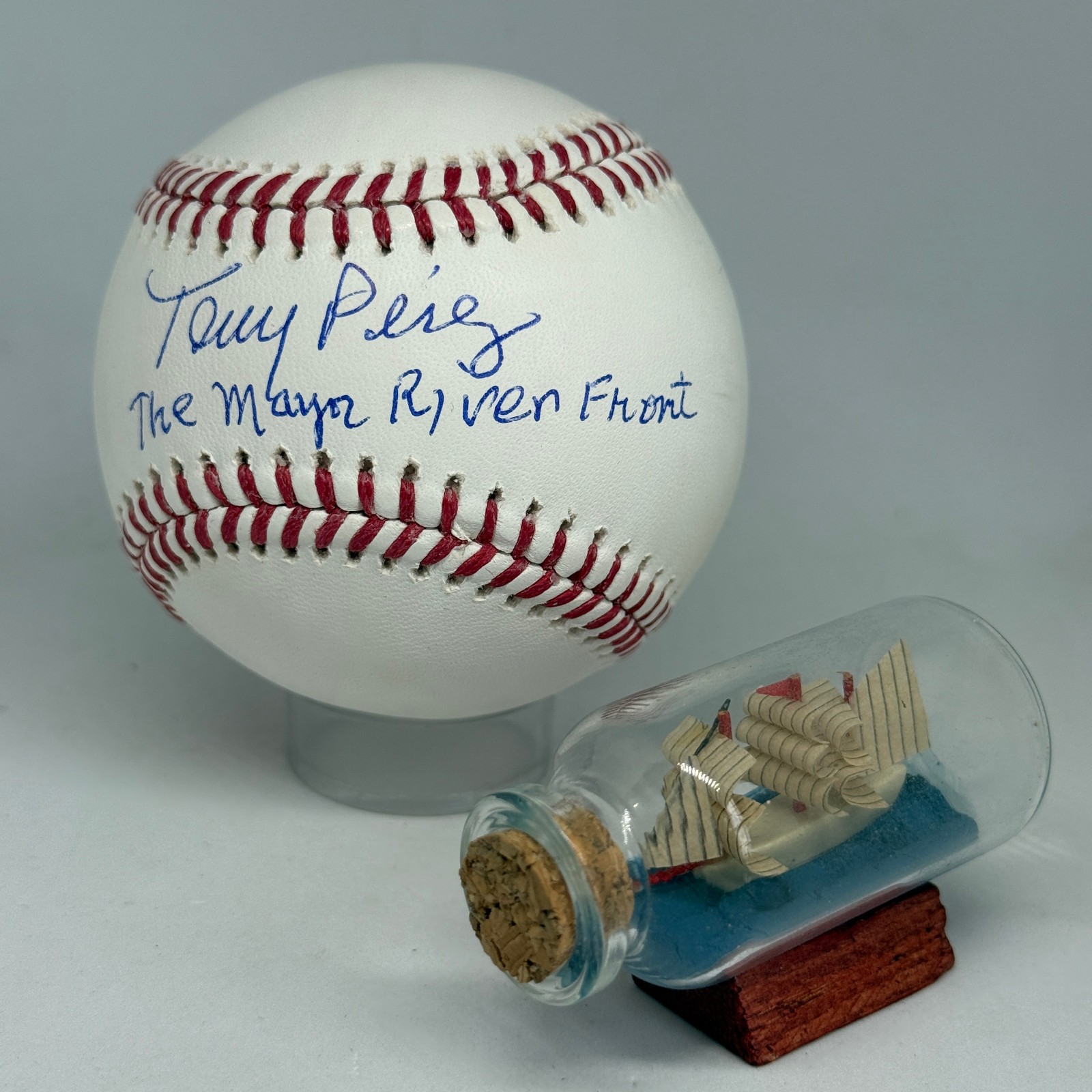 Tony Perez signed Rawlings OML Baseball JSA Inscribed Mayor of Riverfront A3868
