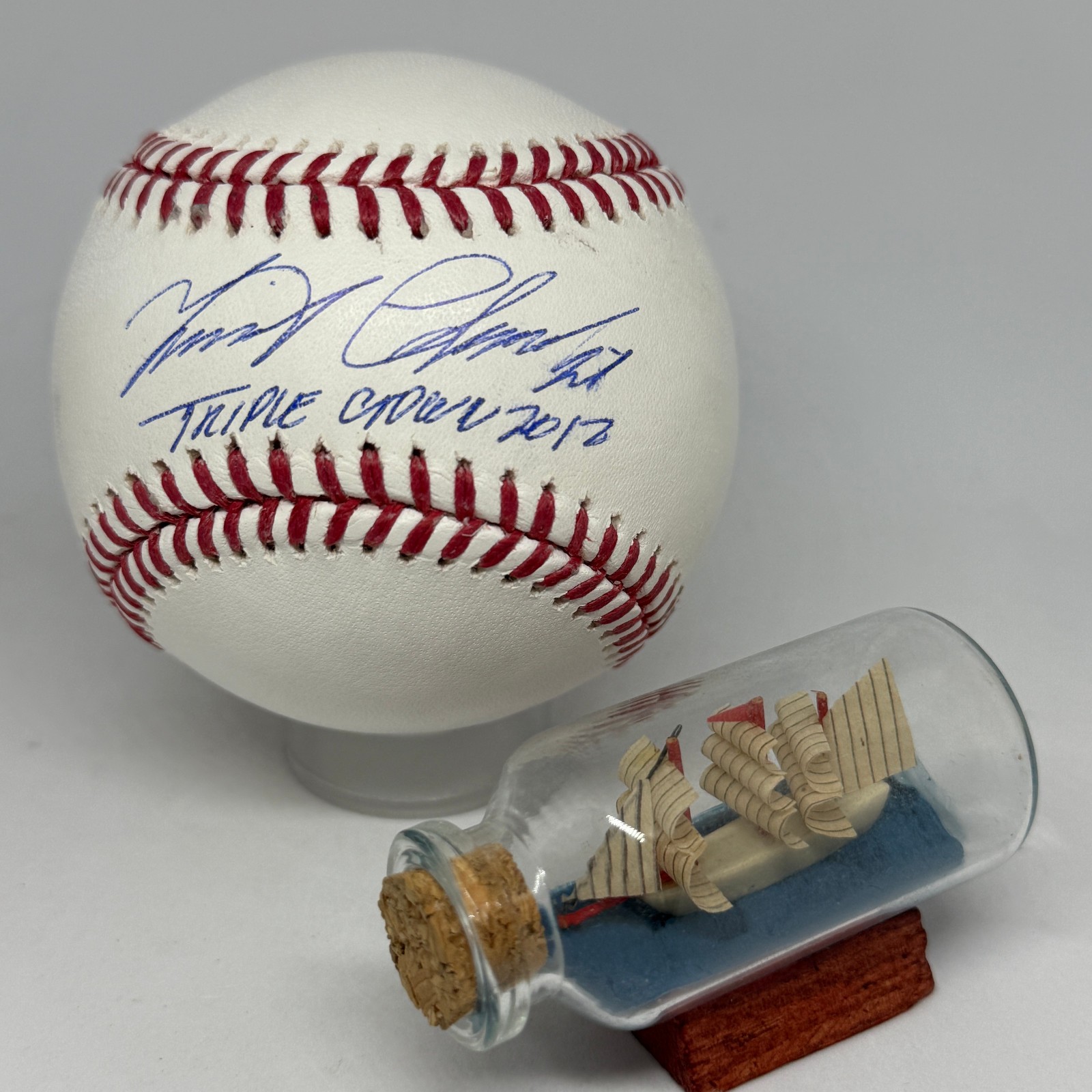 Miguel Cabrera signed Rawlings OML Baseball JSA COA Inscribed Triple Crown A3902