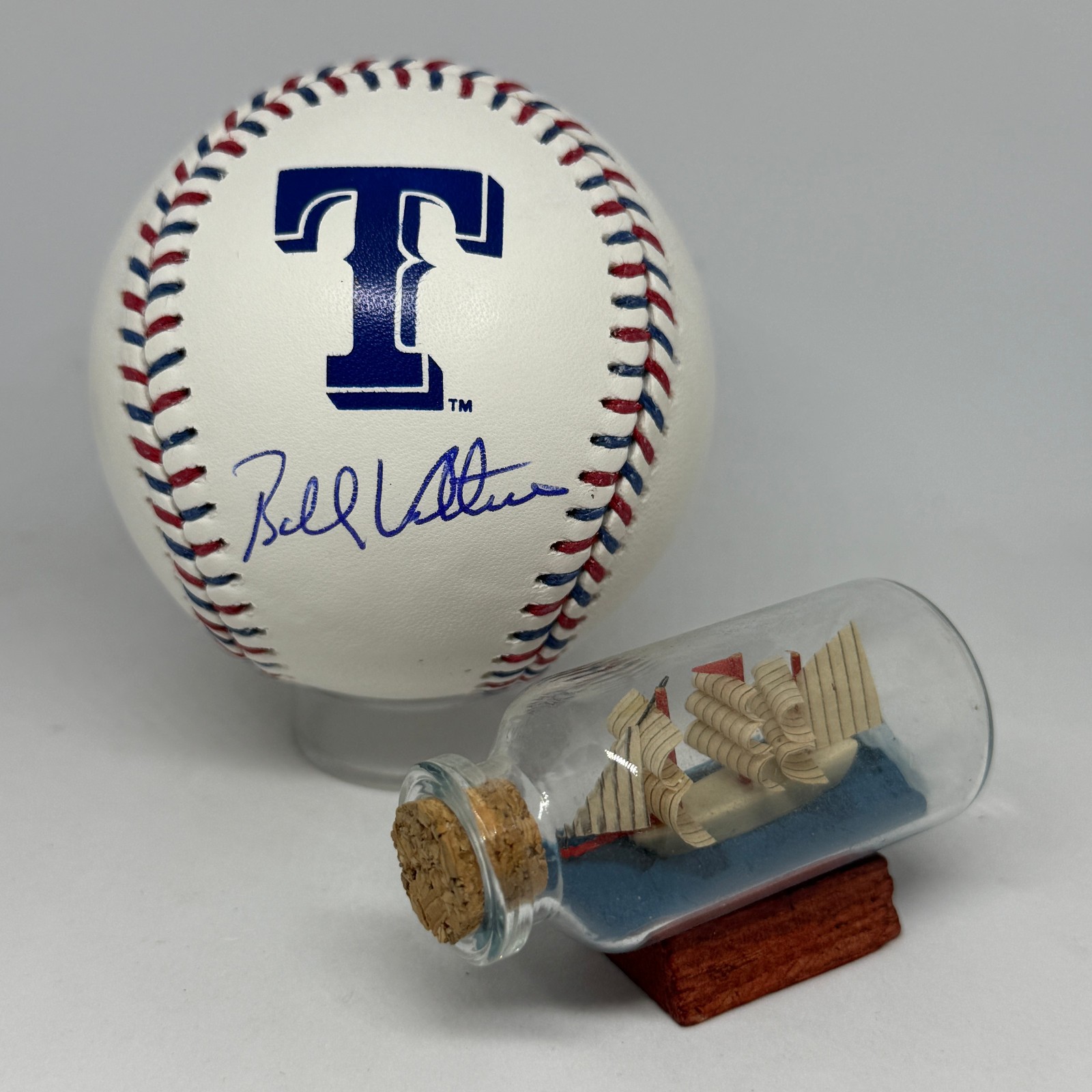 Bobby Valentine signed Rawlings Rangers Team Stitch Logo Baseball JSA COA A3906